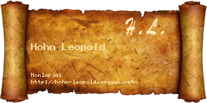 Hohn Leopold névjegykártya